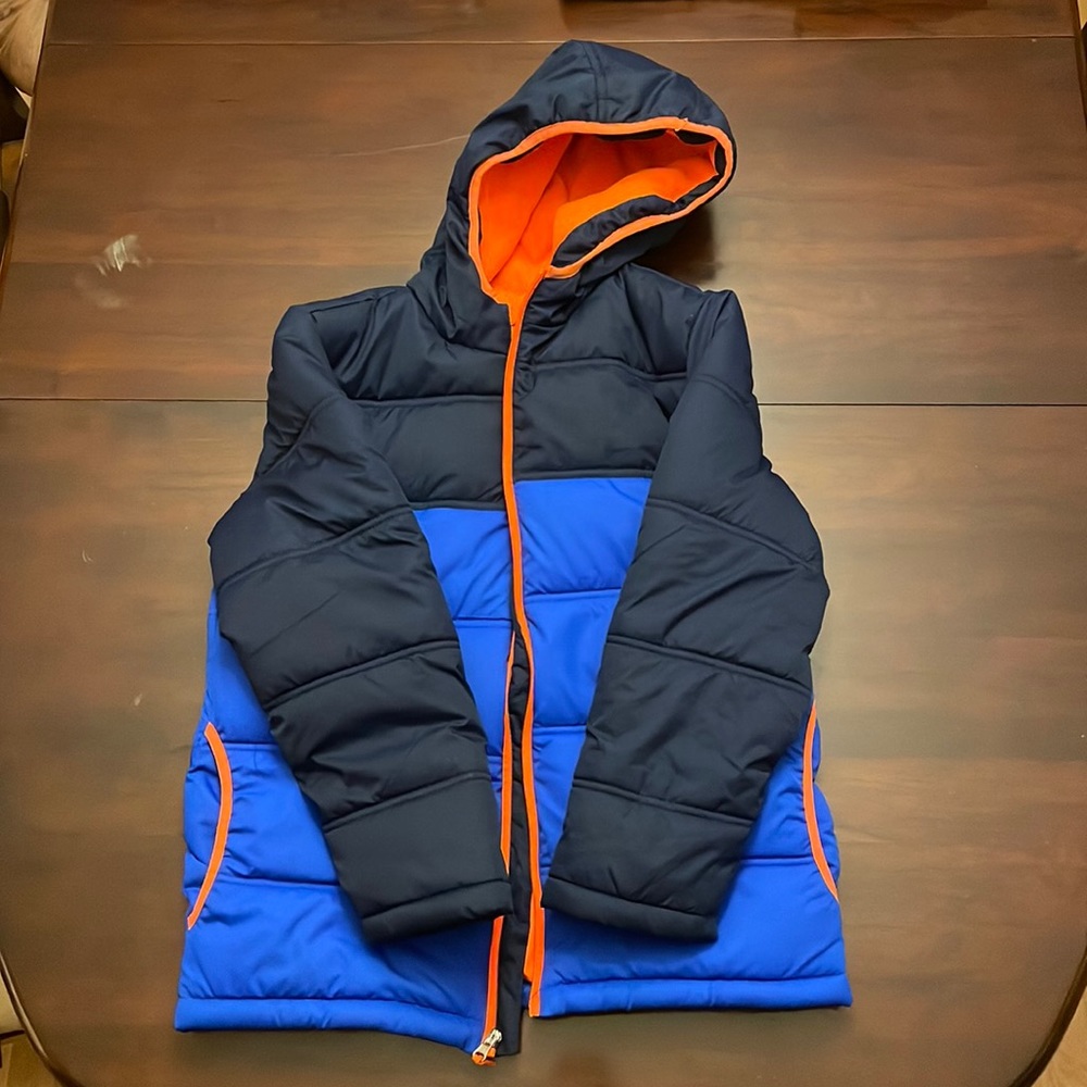 Boy Winter Jacket Size XL (14-16) blue/orange color scheme. Great Condition.